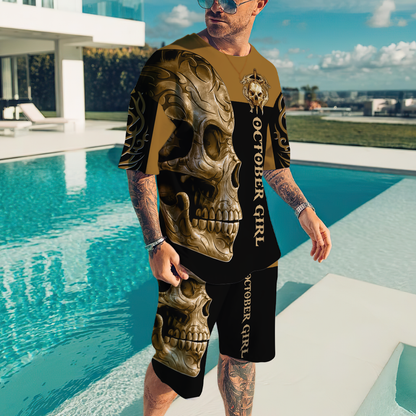 October Girl Skull 3D All Over Printed Shirts For Men and Women MH28062101