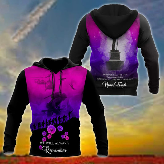 Premium Anzac Day We Will Always Remember 3D Printed Unisex Shirts TN HHT06042105