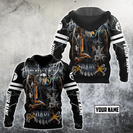 Premium Personalized 3D Printed Lineman Shirts Where Few Men Dare MEI