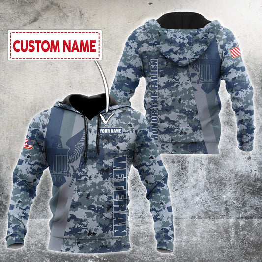 Custom name US Navy Veteran Camo 3d printed shirts Proud Military HHT20052105