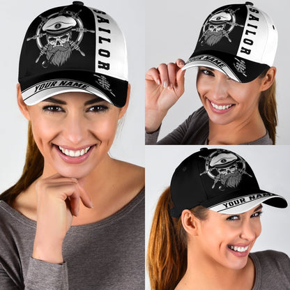 Skull Sailor on the Helm Custom name Cap