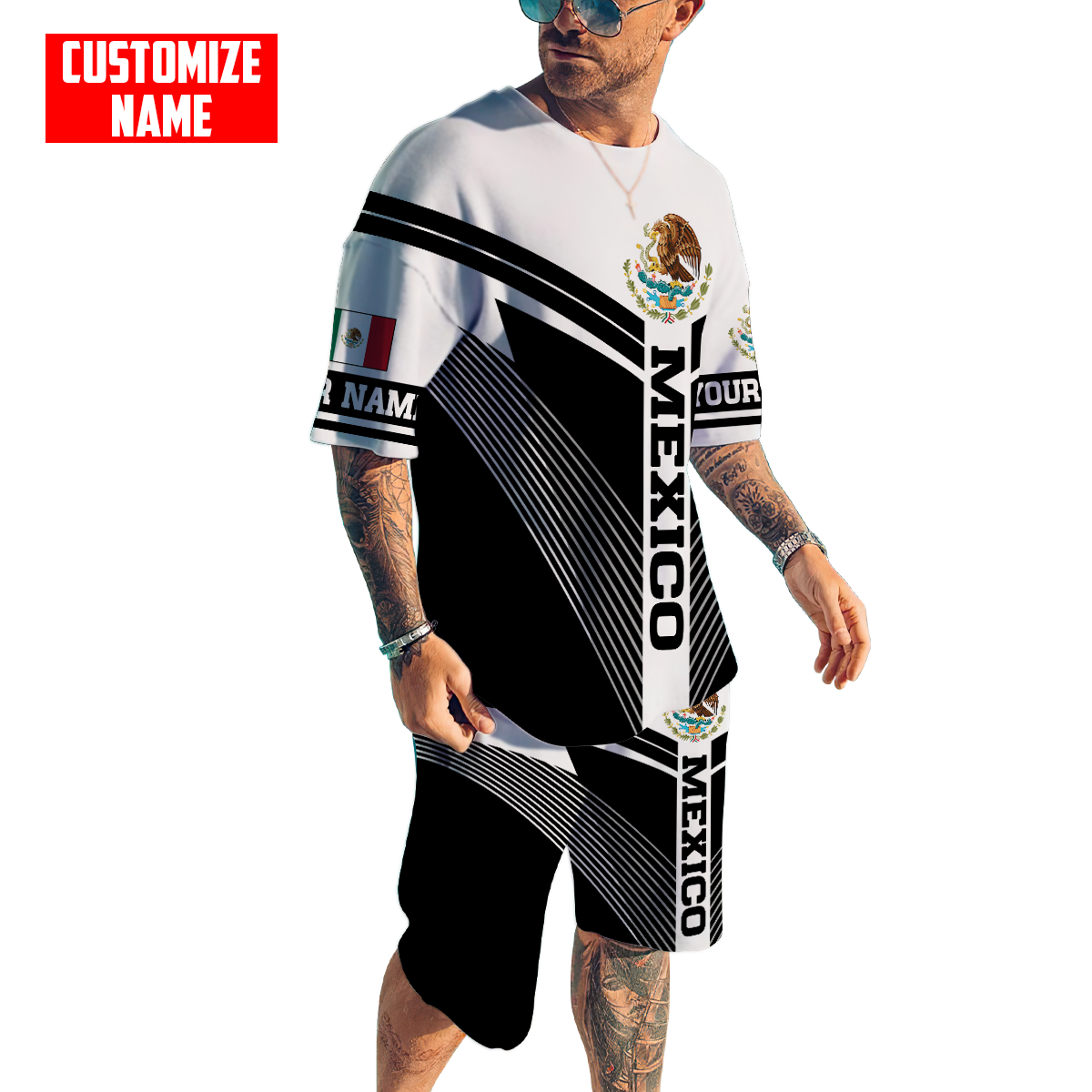 Personalized Name Mexico Combo T-shirt and Short 3D All Over Printed