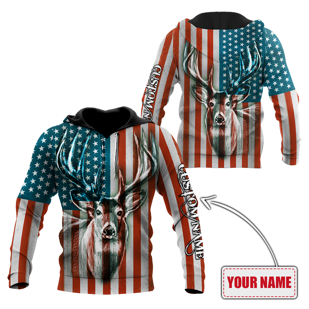 US Deer Persionalized Name 3D All Over Printed Shirts MH21052101