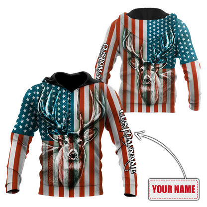 US Deer Persionalized Name 3D All Over Printed Shirts MH21052101