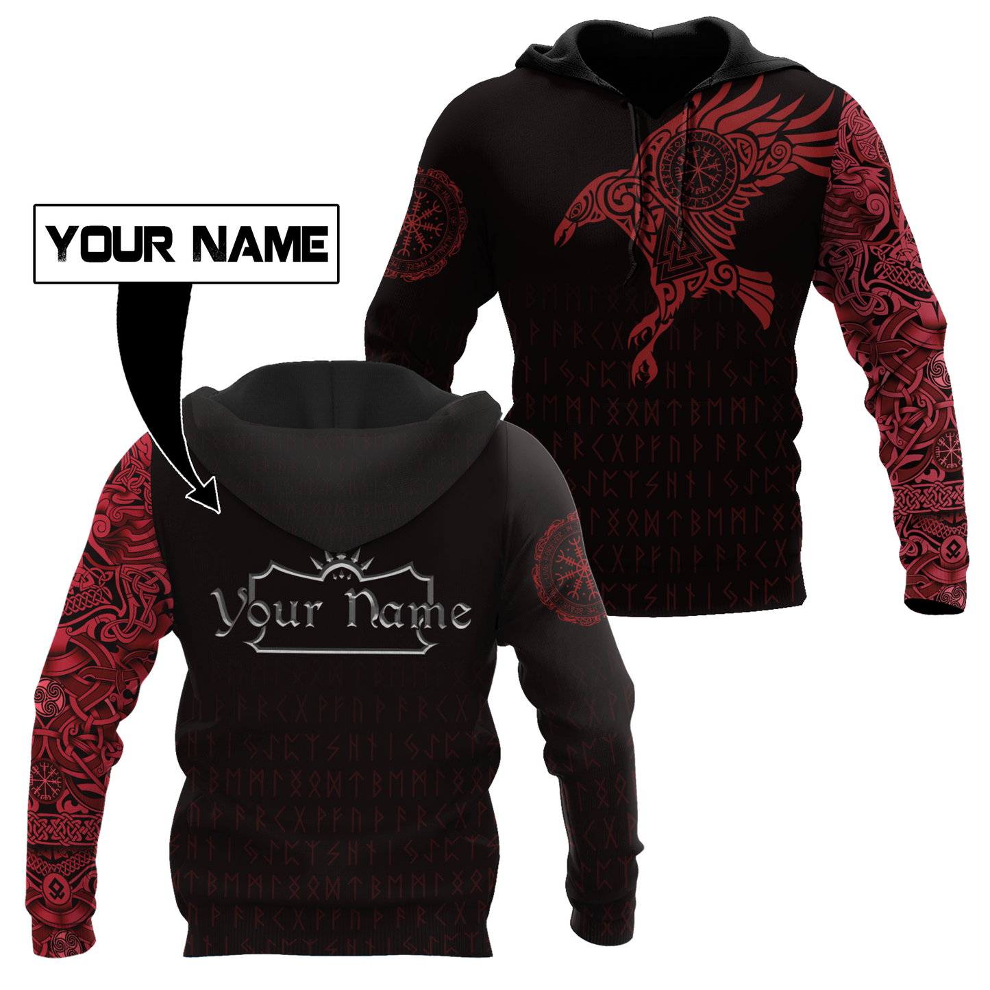 Customize Name Raven Viking Hoodie For Men And Women DQB10062102