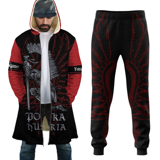Premium Premium Hussars Red Polska Husaria Custom name Combo Zip Cloak Sweatpant For Winter