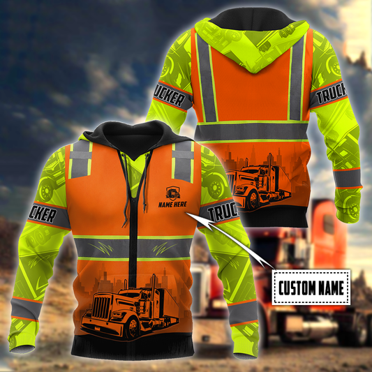 Persionalized Hoodie Trucker Safety 3D All Over Printed Shirts