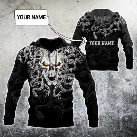 Customize Name Snake Skull Hoodie For Men And Women SN27032101