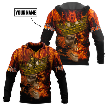 Customize Name King Fire Skull Hoodie For Men And Women DA08062104