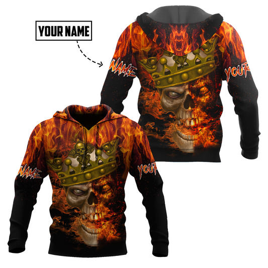 Customize Name King Fire Skull Hoodie For Men And Women DA08062104