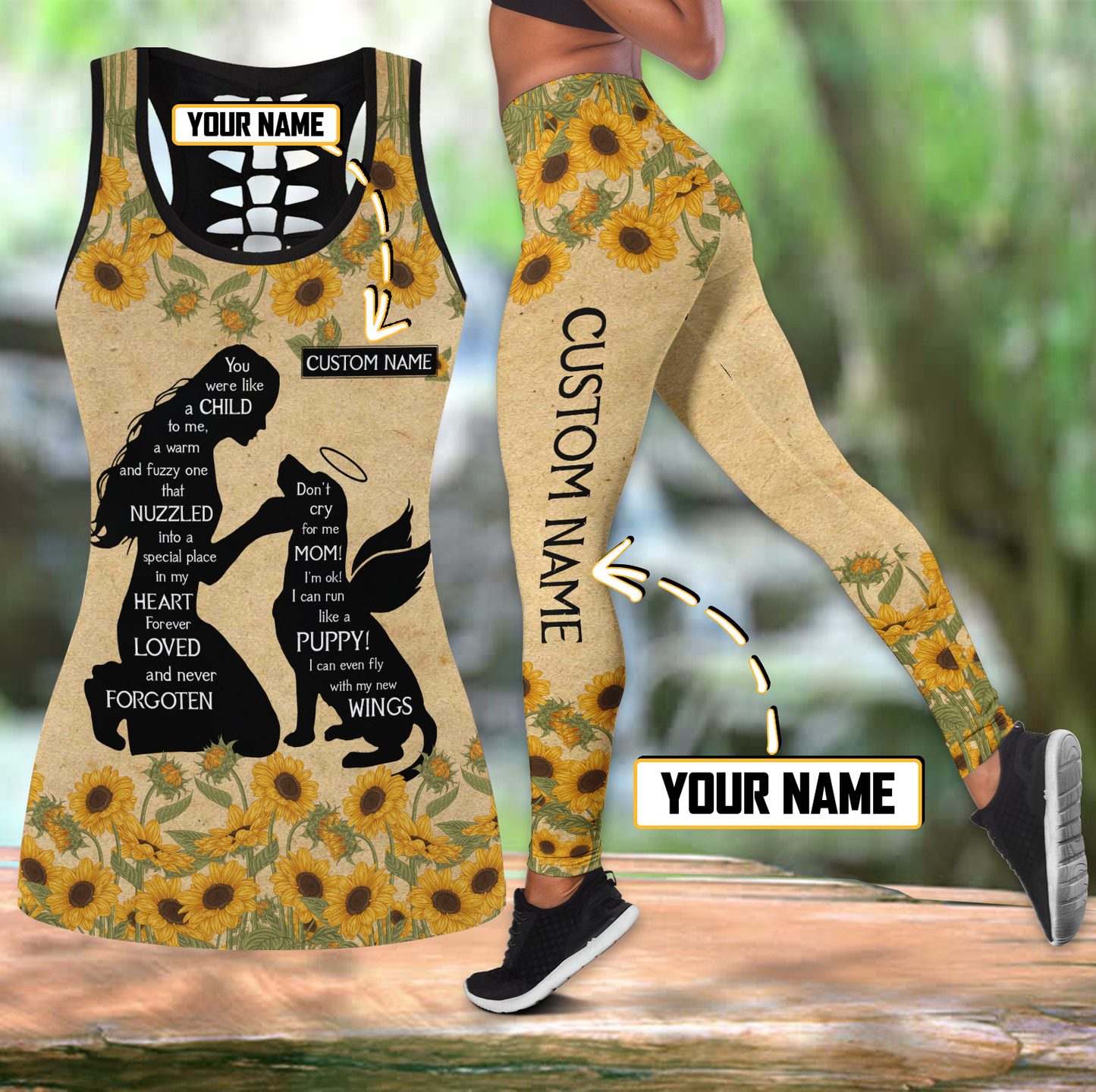 Personalized German Shepherd flowers legging + hollow tank combo ver2 MH12042102