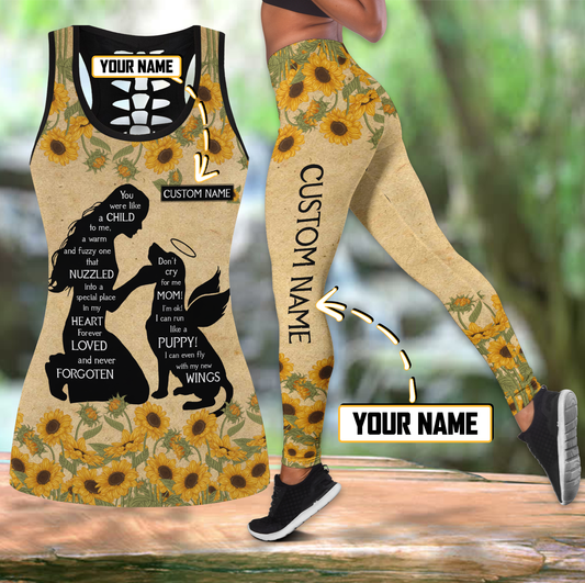 Personalized German Shepherd flowers legging + hollow tank combo ver2 MH12042102