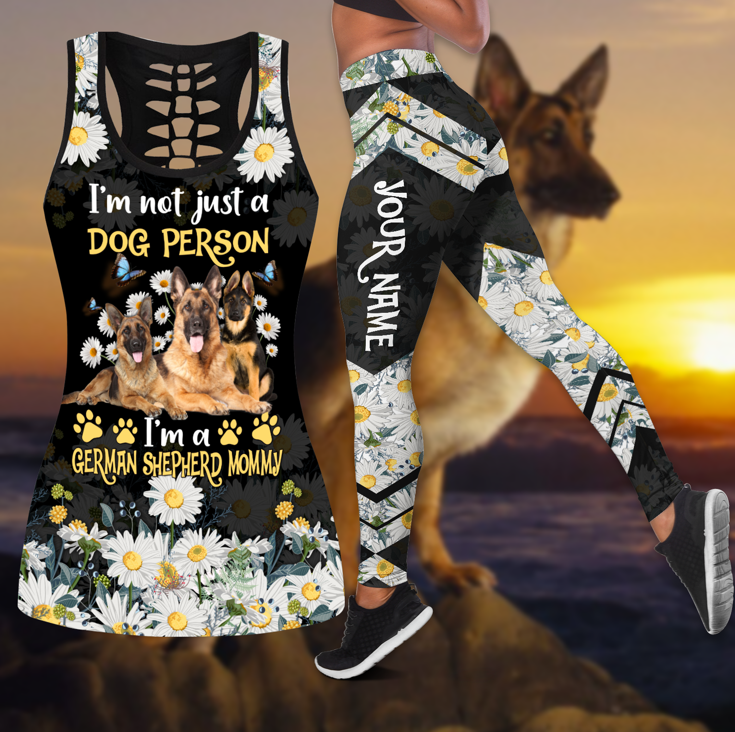 German Shepherd flowers legging + hollow tank combo ver2 DA12042102