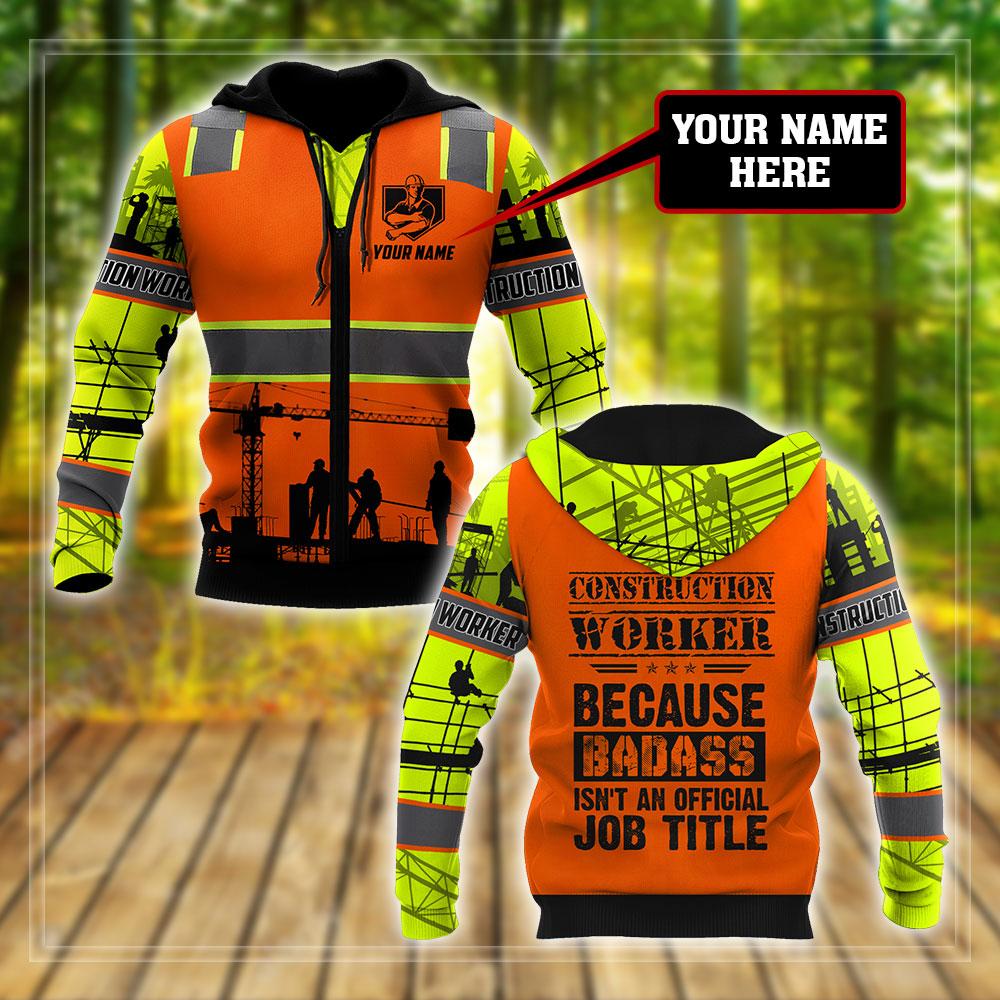 Premium Personalized 3D Printed Badass Construction Worker Shirts MEI