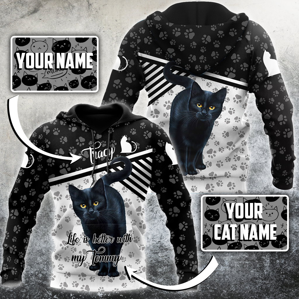 Customize Name Black Cat Hoodie For Men And Women JJ06022103