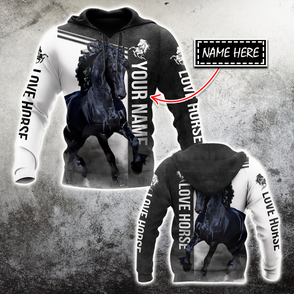 Personalized Friesian Horse 3D All Over Printed Unisex Shirts