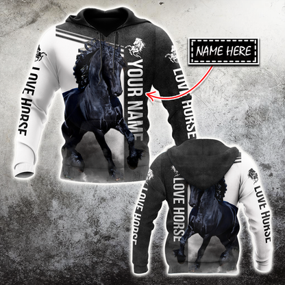 Personalized Friesian Horse 3D All Over Printed Unisex Shirts