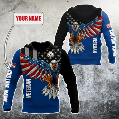 Custom name US Navy Veteran Eagle 3d printed shirts Proud Military MH200521032