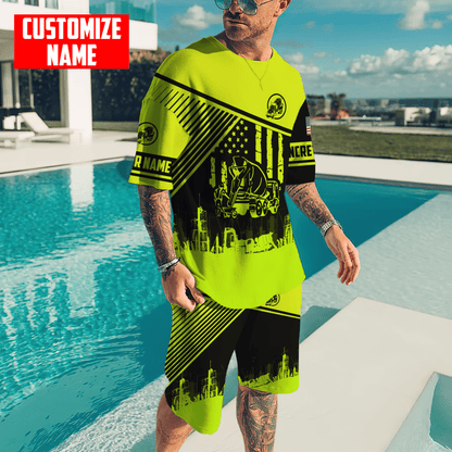 Customized Name Concrete Finisher 3D All Over Printed Combo T-shirt Boardshorts