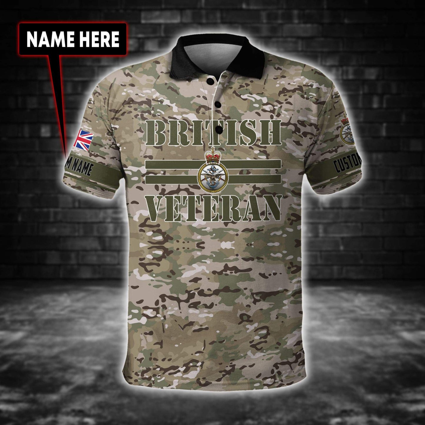 Custom Name XT British Veteran 3D Printed Shirts Pi15052105