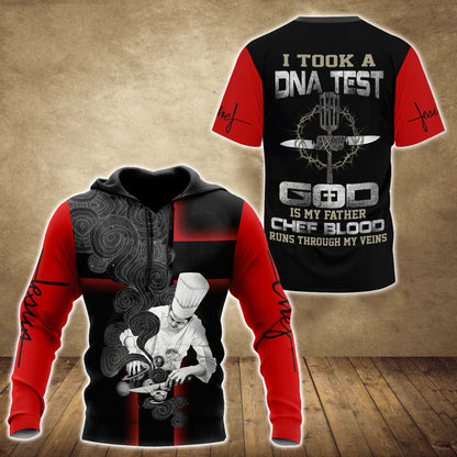God Is My Father Chef Blood Runs Through My Veins 3D All Over Printed Unisex Shirts