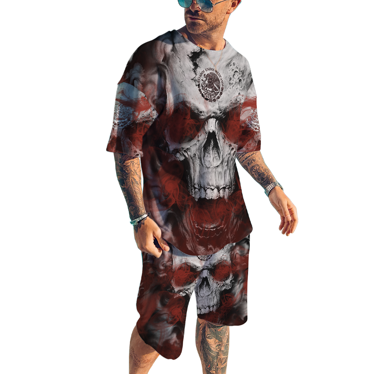 Mexican Skull 3D All Over Printed Combo T-Shirt BoardShorts