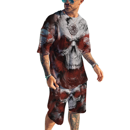 Mexican Skull 3D All Over Printed Combo T-Shirt BoardShorts
