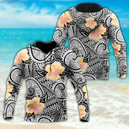 Amazing Polynesian Tattoo And Hibiscus Unisex Deluxe Hoodie ML
