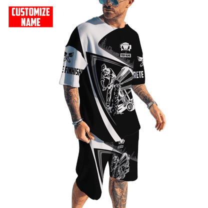 Customized Name Mixer Concrete Finisher 3D All Over Printed Combo T-shirt Boardshorts
