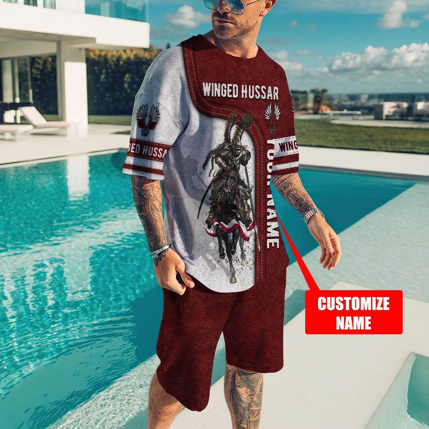 Premium Winged Hussars Red Custom name 3D Printed Shirts