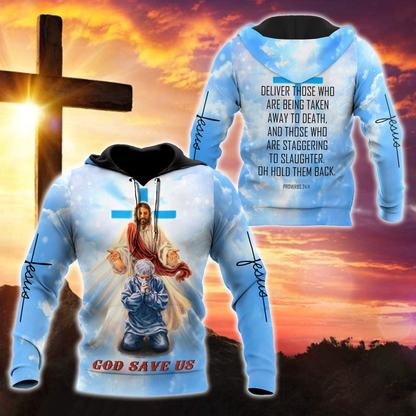 Premium Unisex Hoodie Easter Day Christian Jesus No7 ML God Save Us