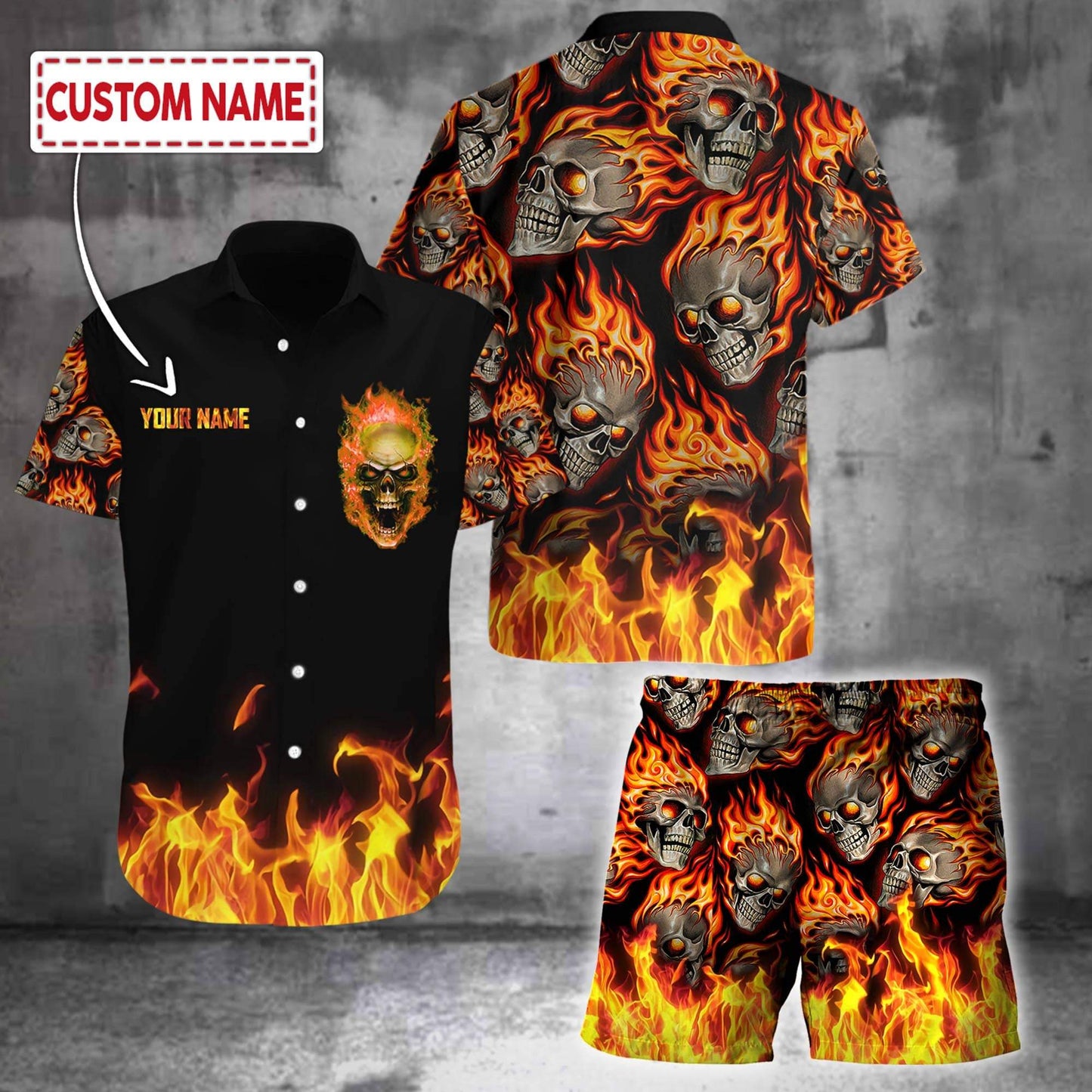 Customized Name Skull 3D All Over Printed Unisex Shirts