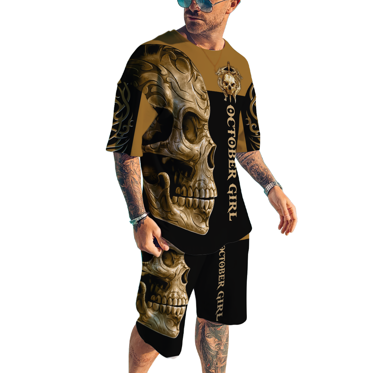 October Girl Skull 3D All Over Printed Shirts For Men and Women MH28062101