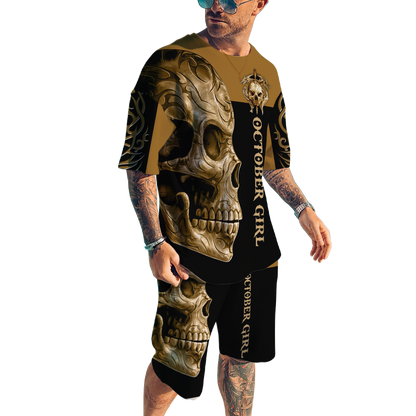 October Girl Skull 3D All Over Printed Shirts For Men and Women MH28062101
