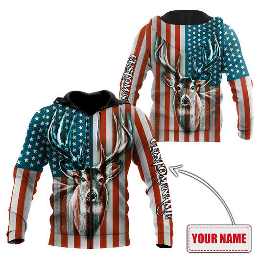 US Deer Persionalized Name 3D All Over Printed Shirts MH21052101