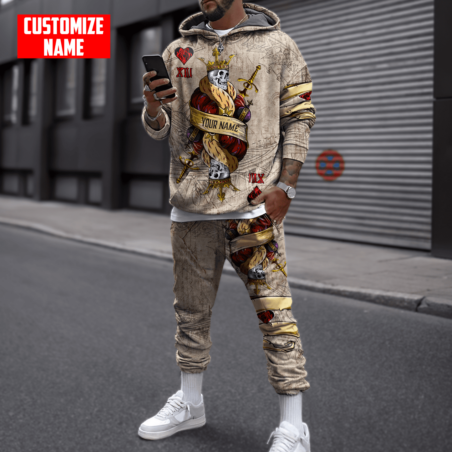 Customize Name Skull 3D All Over Printed Combo Hoodie + Sweatpant