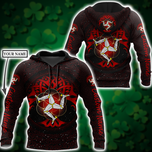 Custom name Celtic culture Triskelion Triple Red pattern 3D print shirts