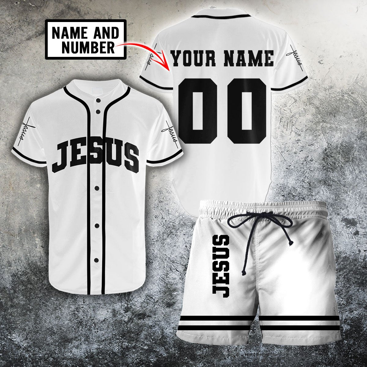 Jesus Christian Personalized Name and Number Athletic Style Combo Baseball shirt and Short