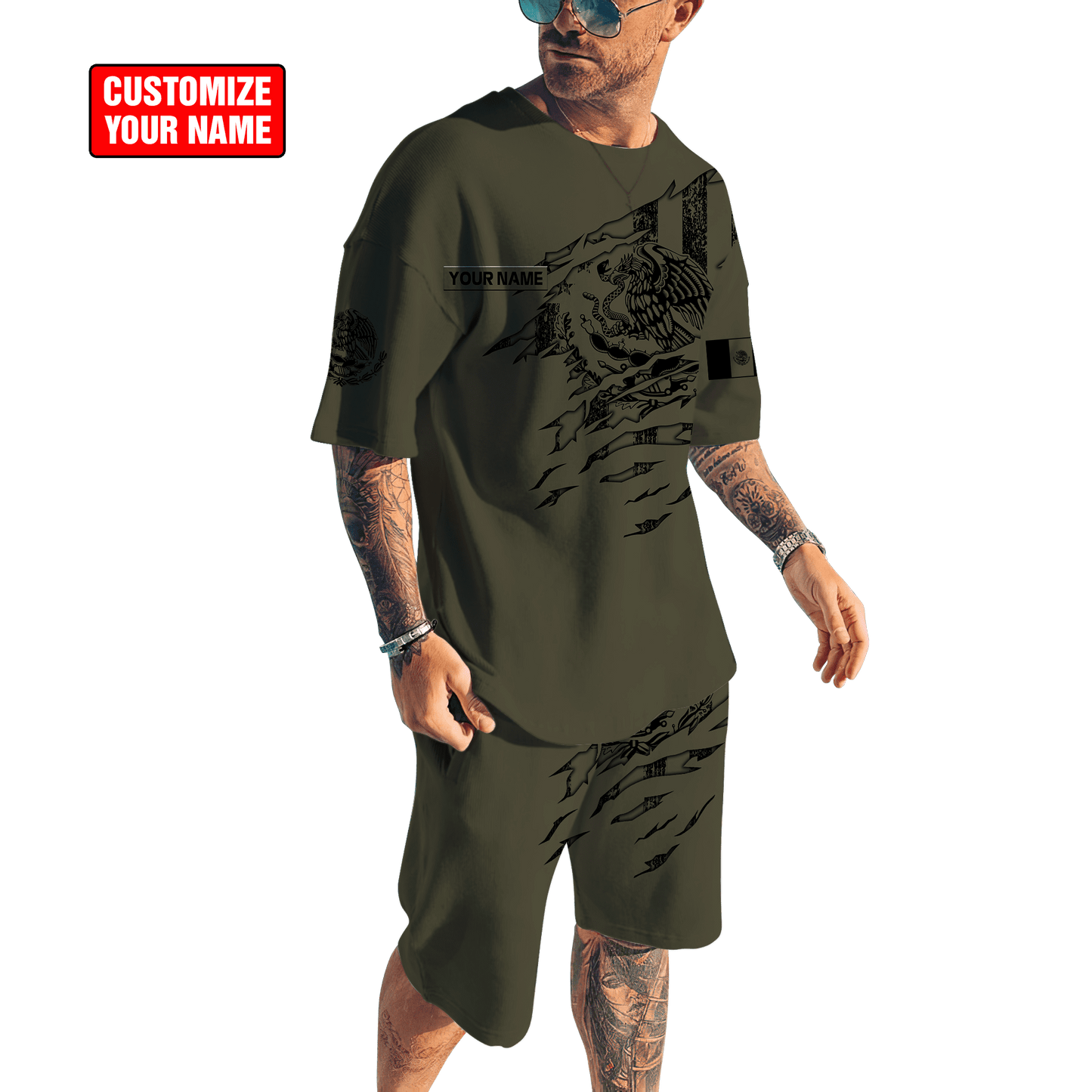 Personalized Name Mexico Combo T-shirt and Short 3D All Over Printed