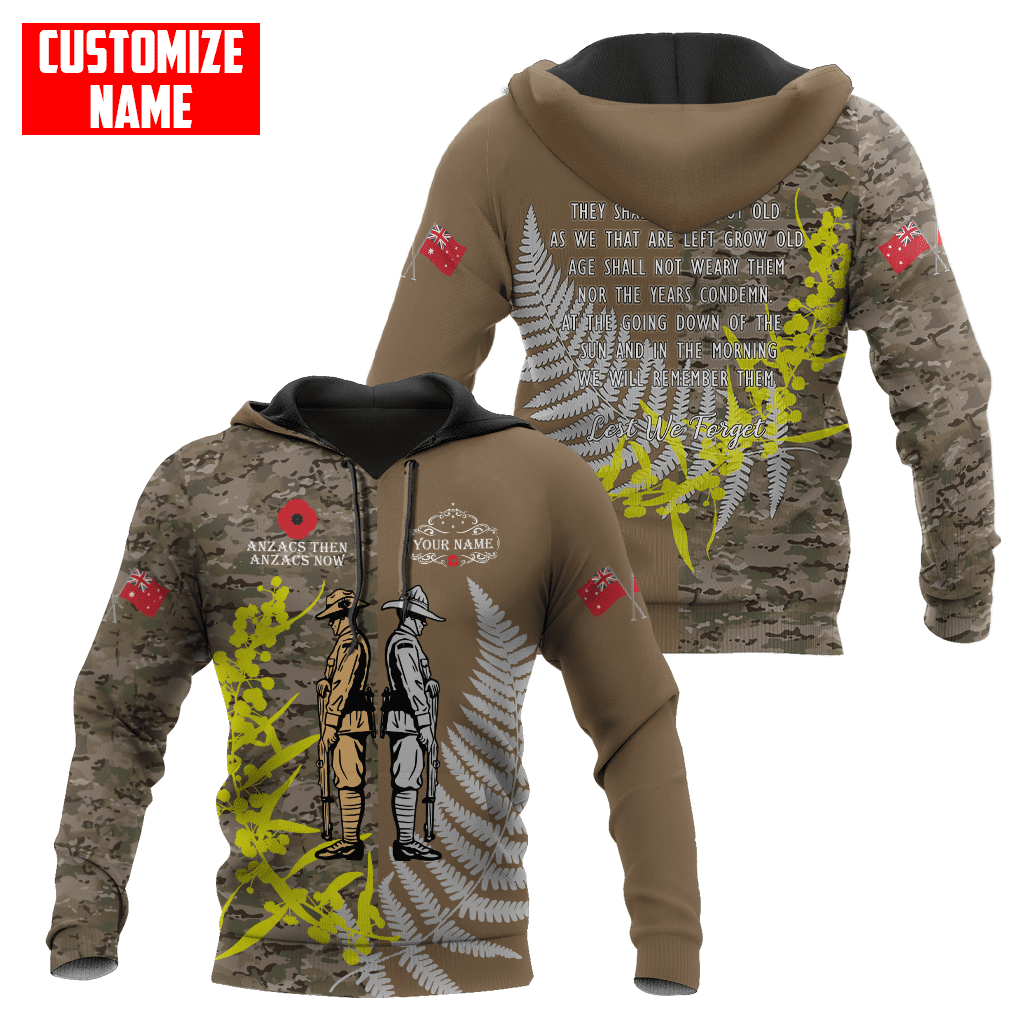Custom name Anzac day The ode remembrance Soldier 3D printed winter shirts