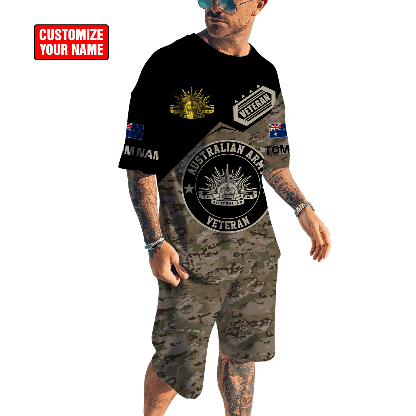 Custom name Australian Army Camo Combo T-Shirt Short DD16102102