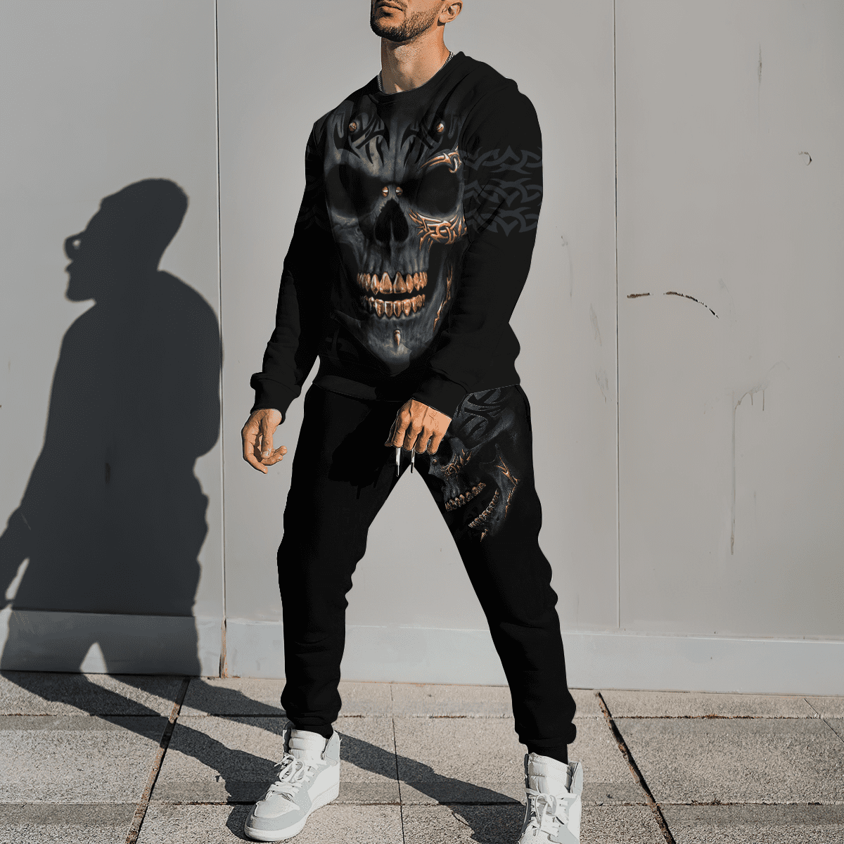 Skull 3D All Over Printed Combo Sweater + Sweatpant