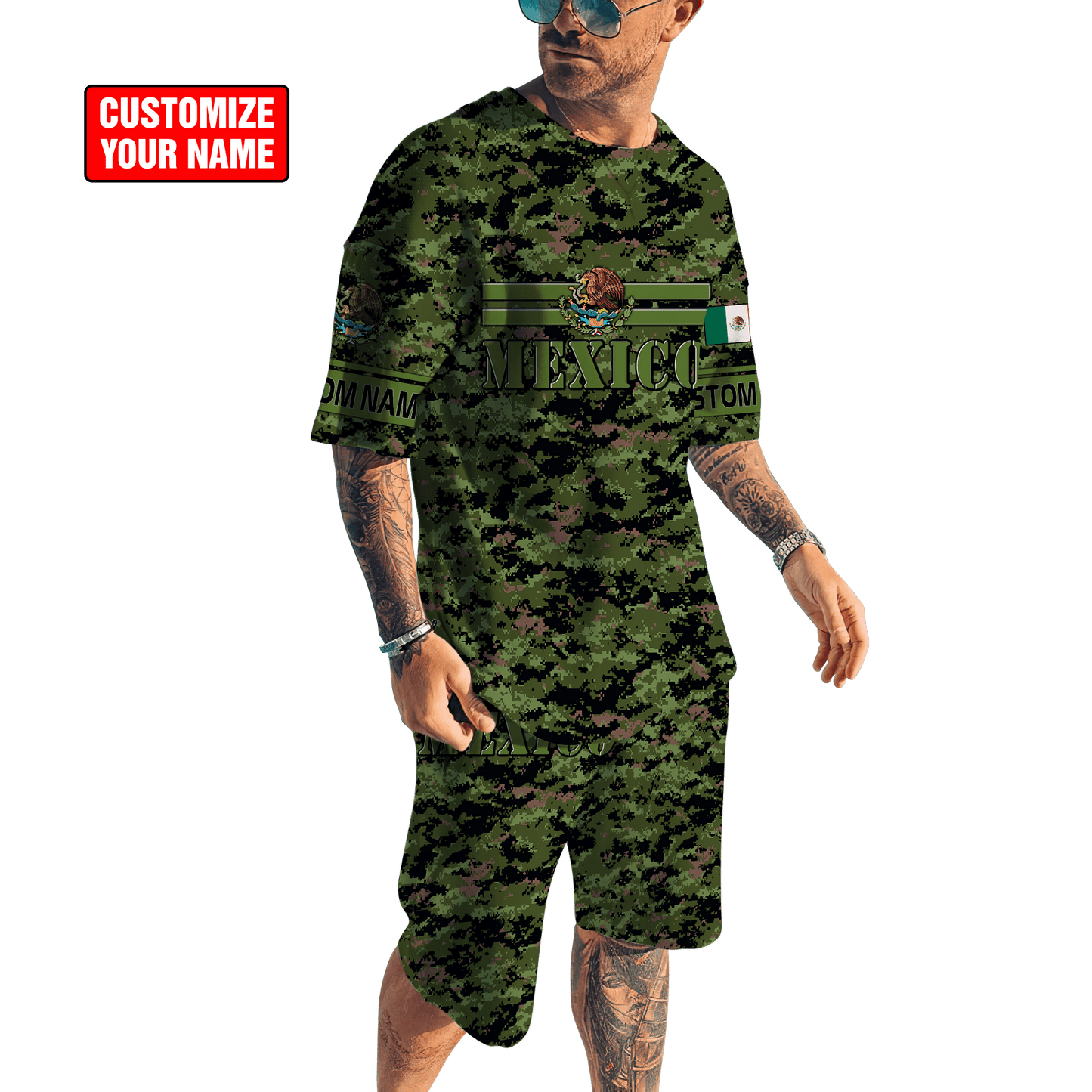 Personalized Name Mexico Combo T-shirt and Short 3D All Over Printed