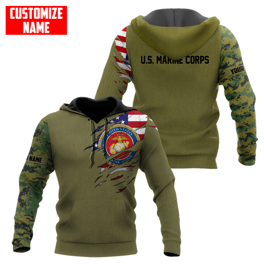 Custom name Soldier US Marine Corps 3d all over printed shirt hoodie MH06072107
