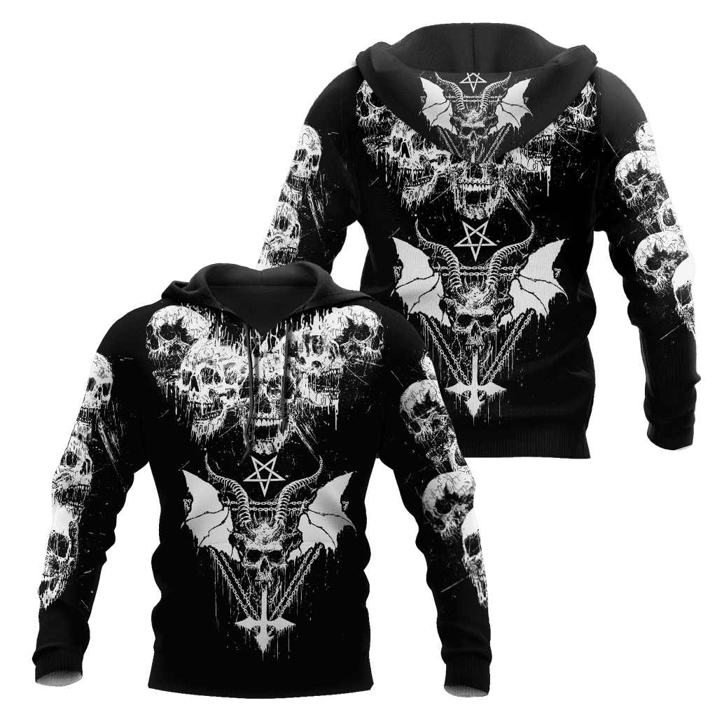 Dark Art Satanic With White Wings Hoodie For Men And Women