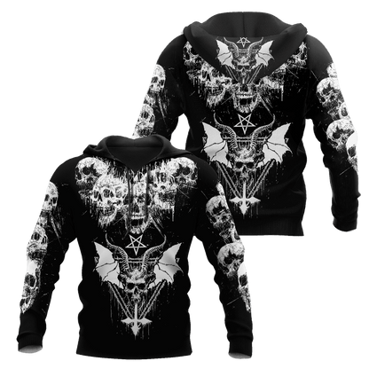 Dark Art Satanic With White Wings Hoodie For Men And Women