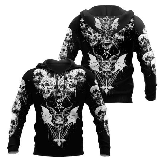 Dark Art Satanic With White Wings Hoodie For Men And Women