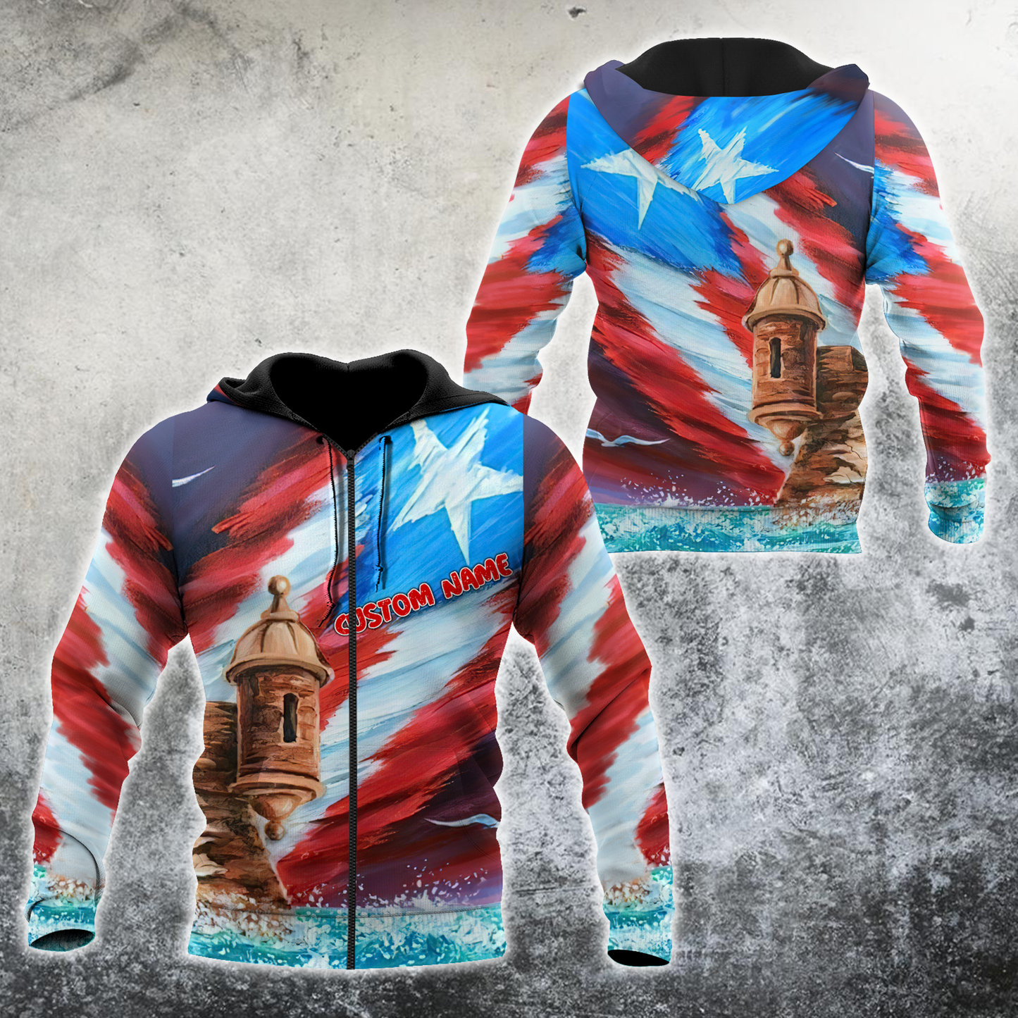 Custom Name Great Waves Puerto Rico Hoodie For Men And Women MH15032101