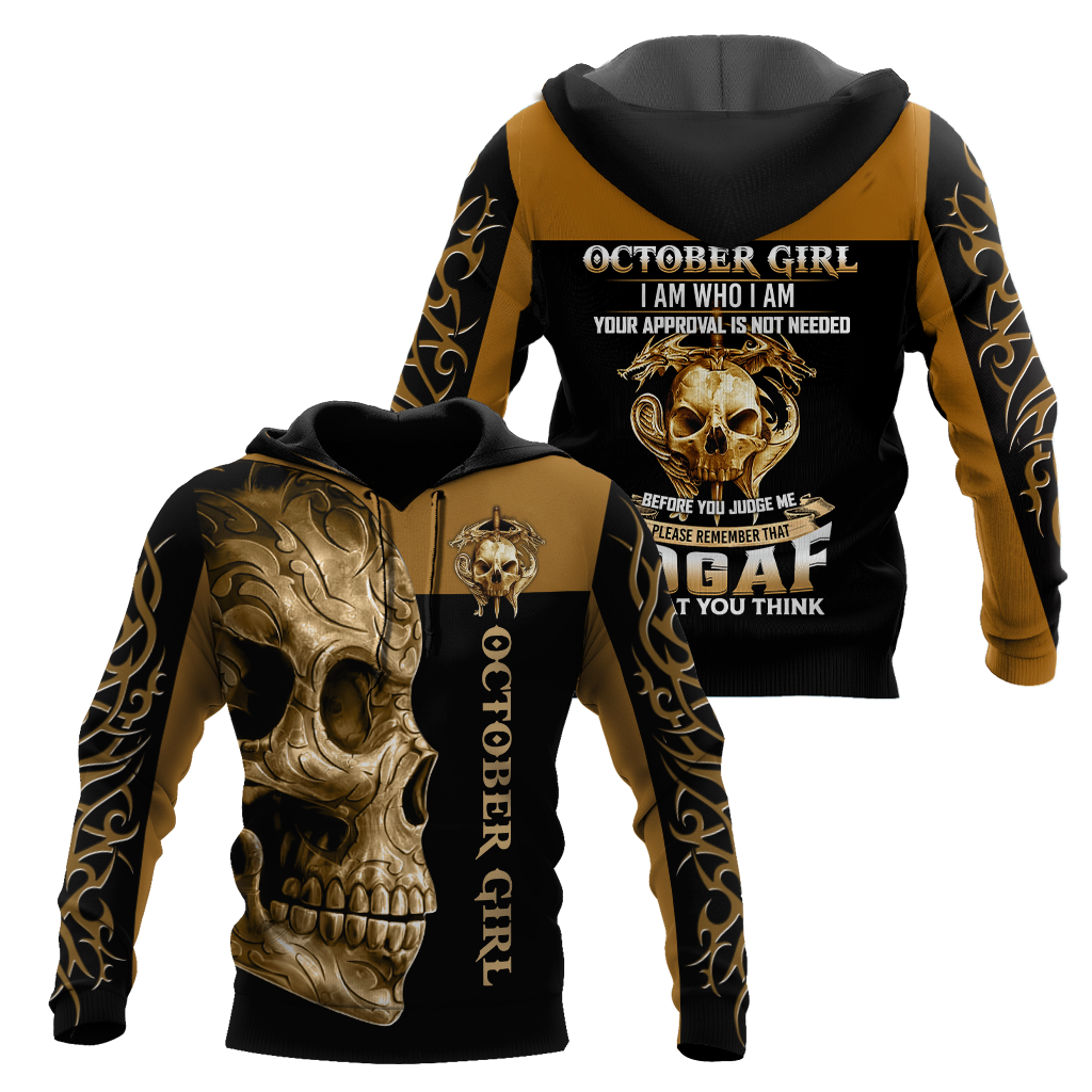 October Girl Skull 3D All Over Printed Shirts For Men and Women MH28062101