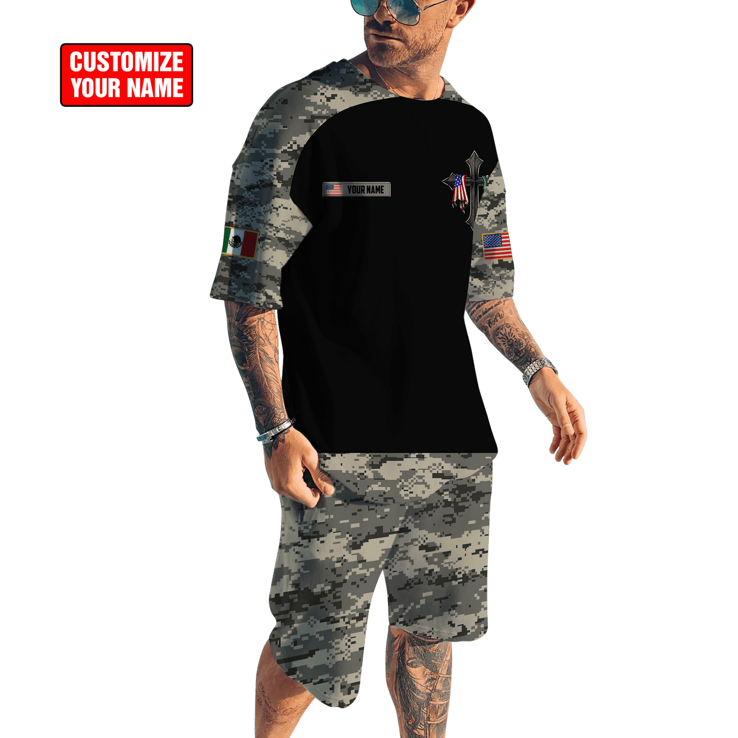 Personalized Name Mexico Combo T-shirt and Short 3D All Over Printed